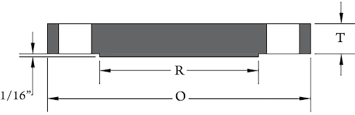 ANSI/AWWA standard flange dimensional reference diagram