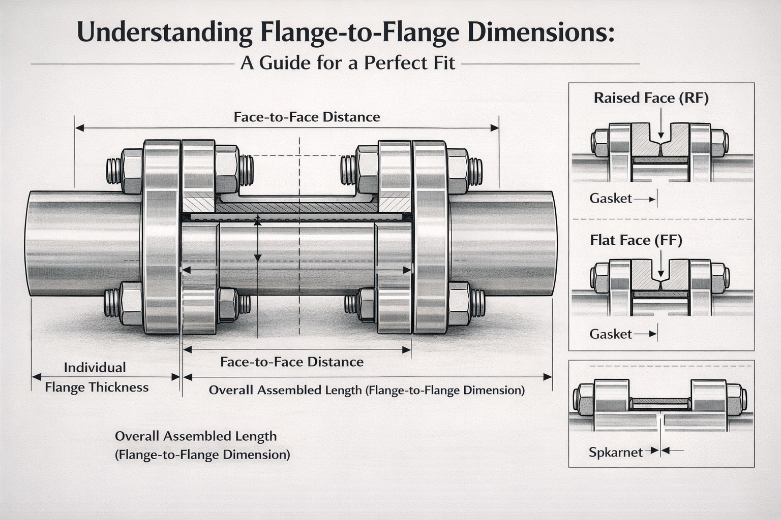 Flange-to-flange dimensions technical diagram